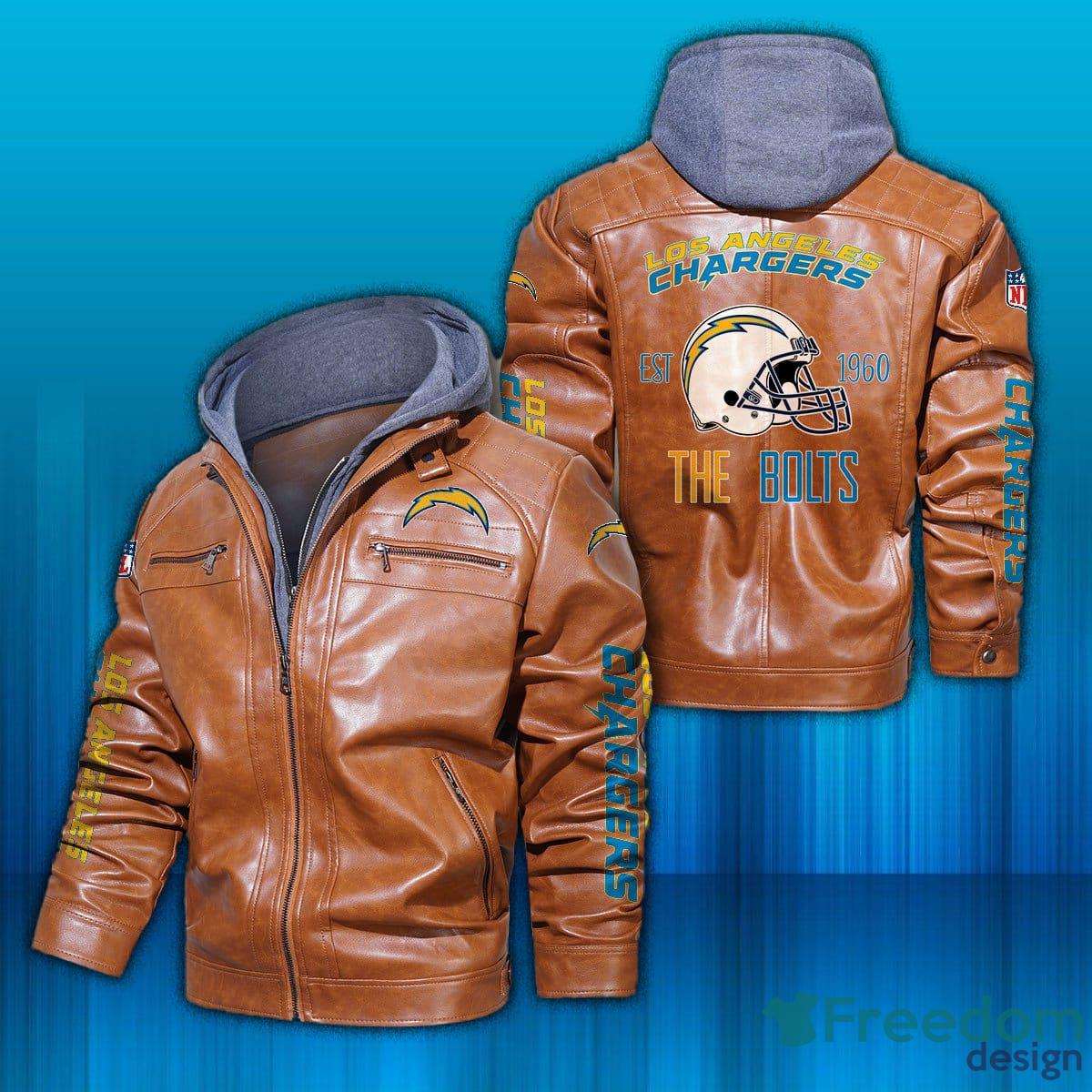 Los Angeles Chargers NFL Logo Vintage Leather Jacket For Men And