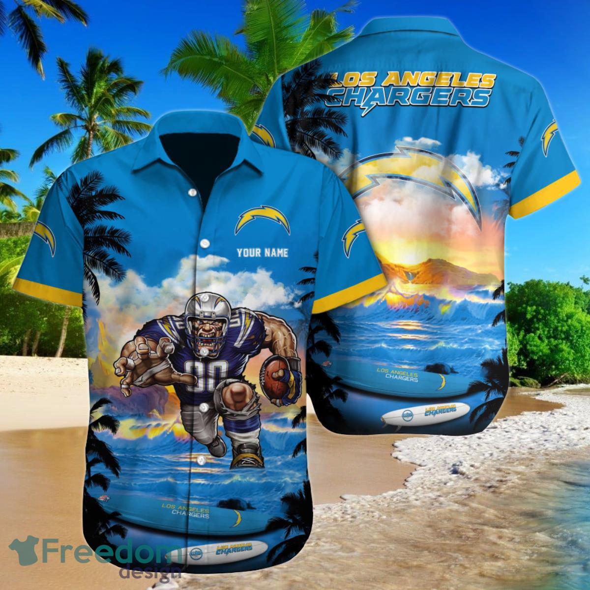 Los Angeles Chargers NFL NFL Football Custom Name Hawaiian Shirt Style Gift For Fans Product Photo 1