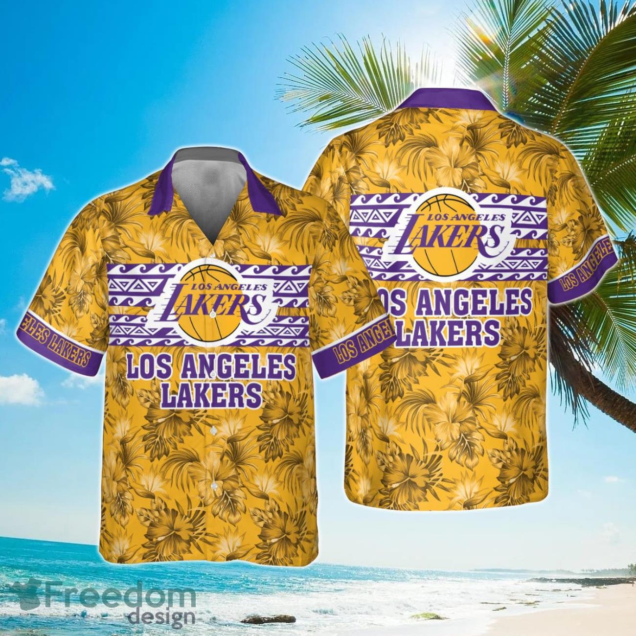 Los Angeles Lakers National Basketball Association 2023 Hibiscus Pattern Hawaiian Shirt Product Photo 1