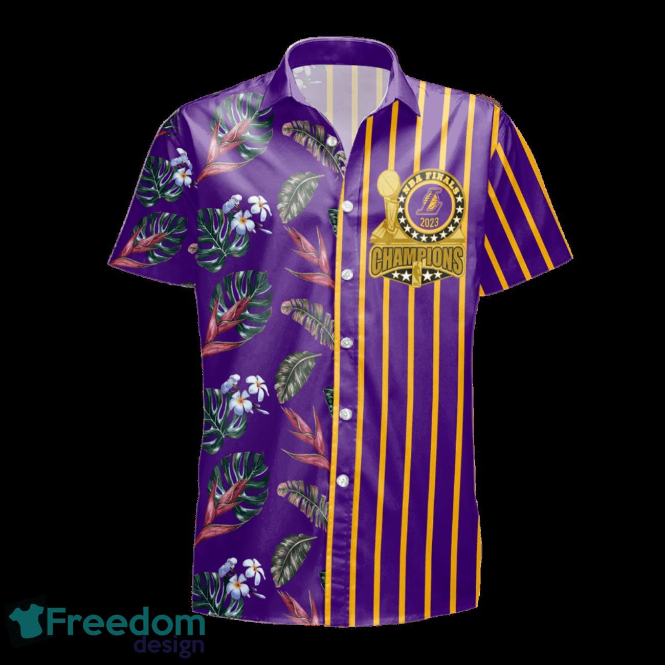 Los Angeles Lakers NBA Champions Pattern Print Hawaiian Shirt Product Photo 2