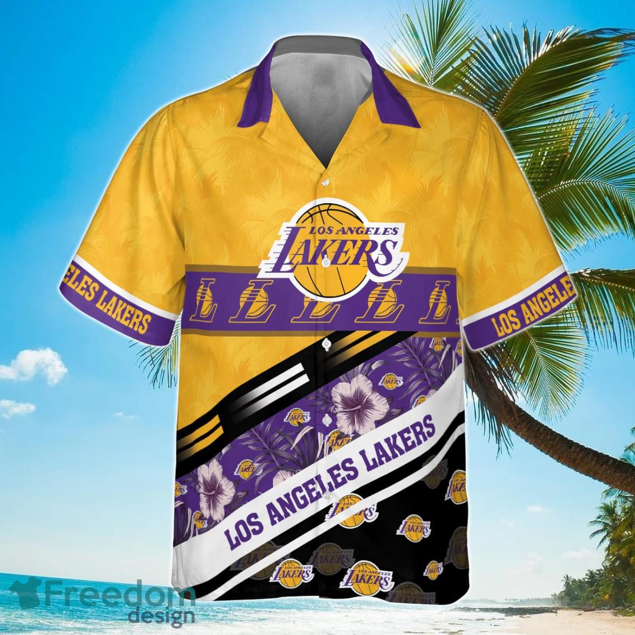 Los Angeles Lakers Tree Hawaii Pattern Cute Print Hawaiian Shirt Product Photo 2