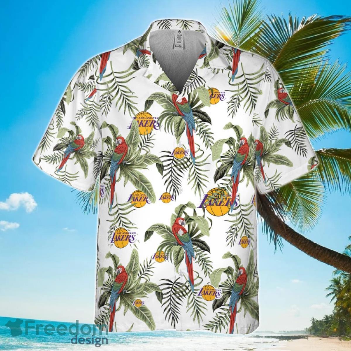 Los Angeles Lakers Tropical And Basketball Champions Pattern Print Hawaiian Shirt Product Photo 2