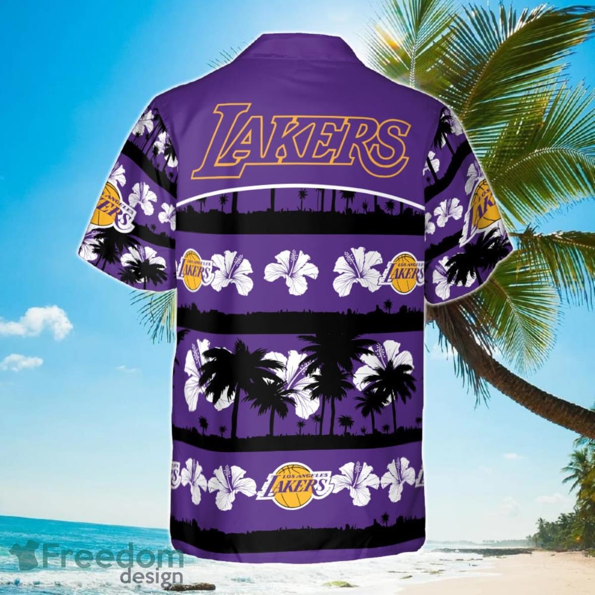Los Angeles Lakers White Hibiscus Flower On Purple Background
