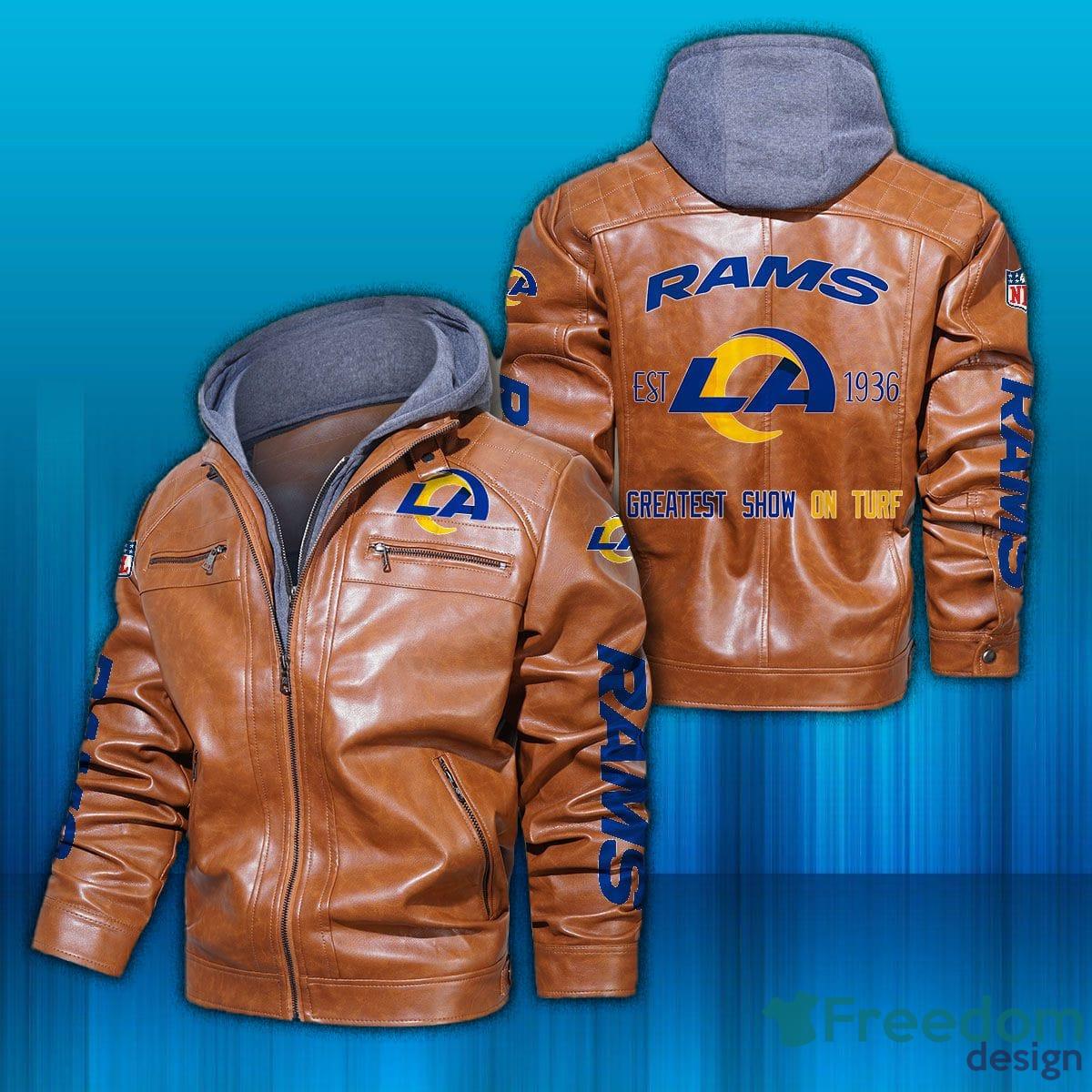 NFL Los Angeles Rams Design 9 Logo Black And Brown Leather Jacket For Fans  - Freedomdesign