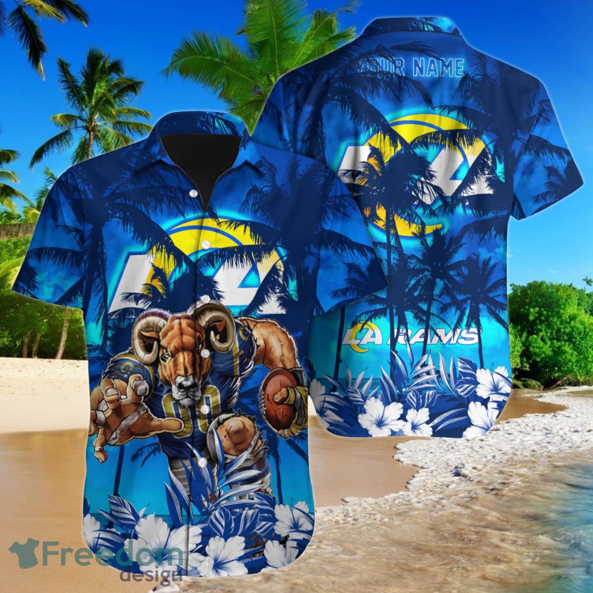 Los Angeles Rams NFL Football Custom Name Hawaiian Shirt Best Gift For Men And Women Fans Product Photo 1