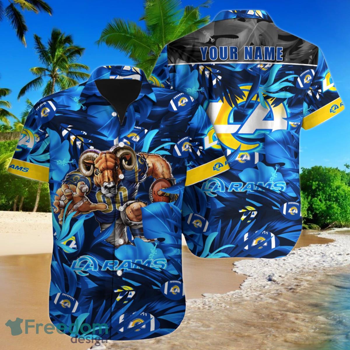 Los Angeles Rams NFL Football Custom Name Hawaiian Shirt Unique Style Gift  For Loyal Fans - YesItCustom