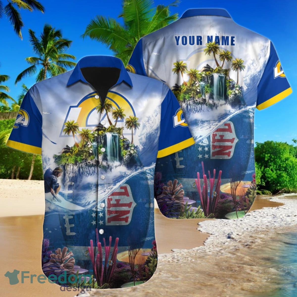 Los Angeles Rams NFL Football Custom Name Hawaiian Shirt Ideal Gift For Loyal Fans Product Photo 1