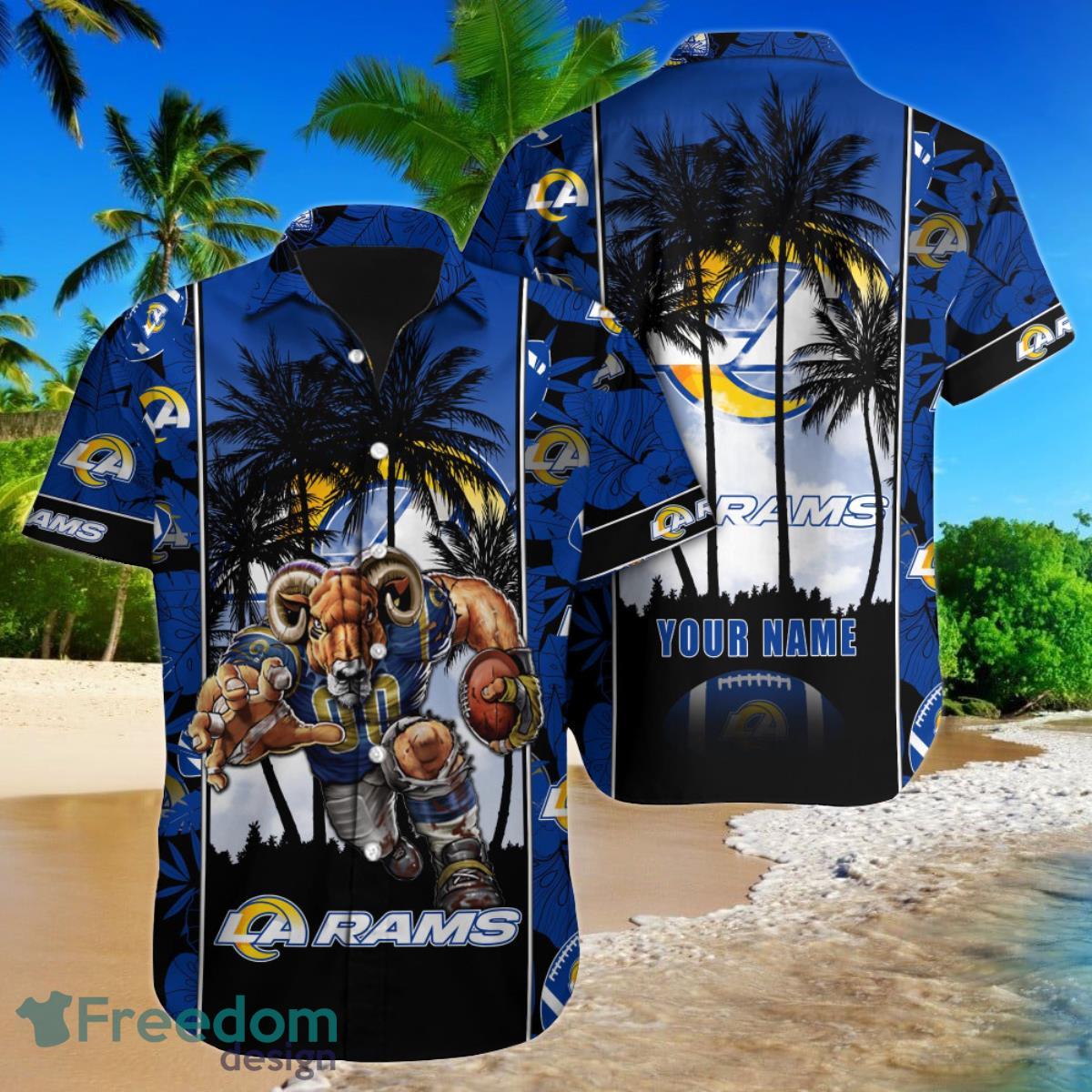 Los Angeles Rams NFL Football Custom Name Hawaiian Shirt Ideal Gift For Men And Women Fans Product Photo 1