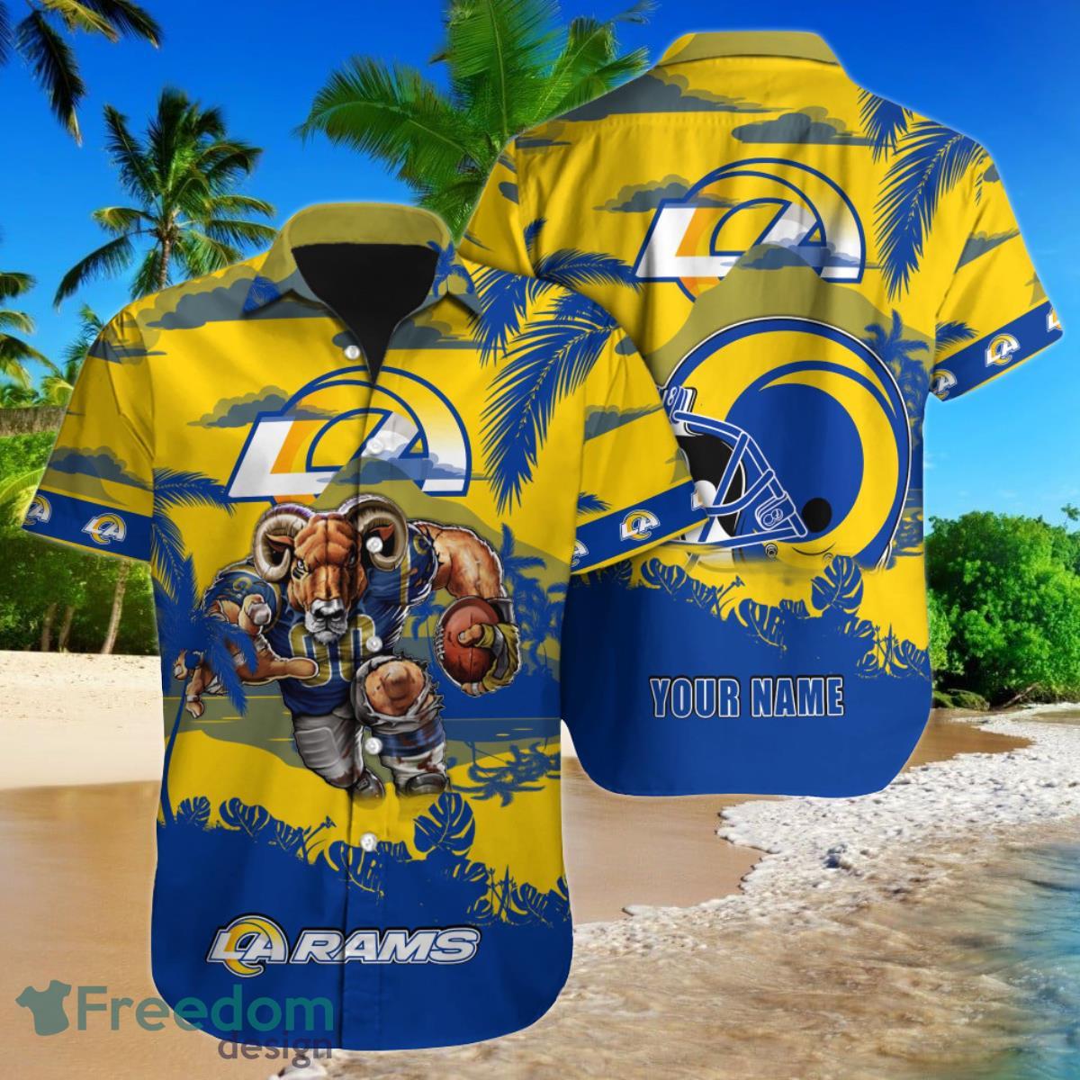 Los Angeles Rams NFL Football Custom Name Hawaiian Shirt Best Gift For Fans  - Freedomdesign