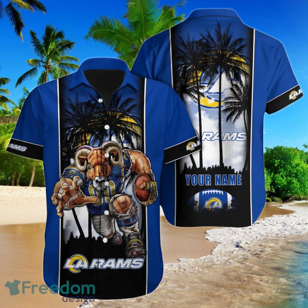 Los Angeles Rams Hawaiian Shirt NFL Football Custom Name Aloha