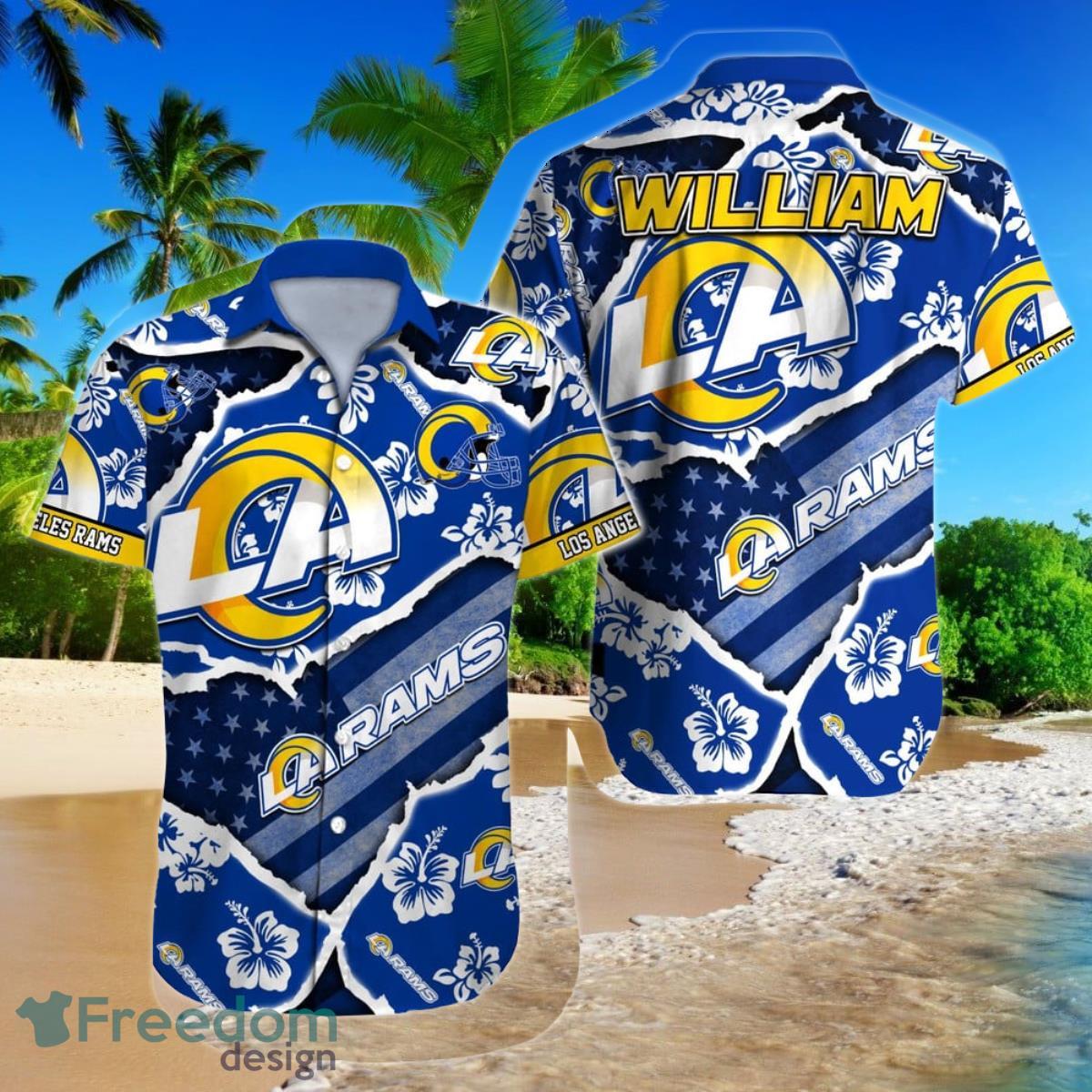 Los Angeles Rams Custom Name Hawaiian Shirt - Freedomdesign