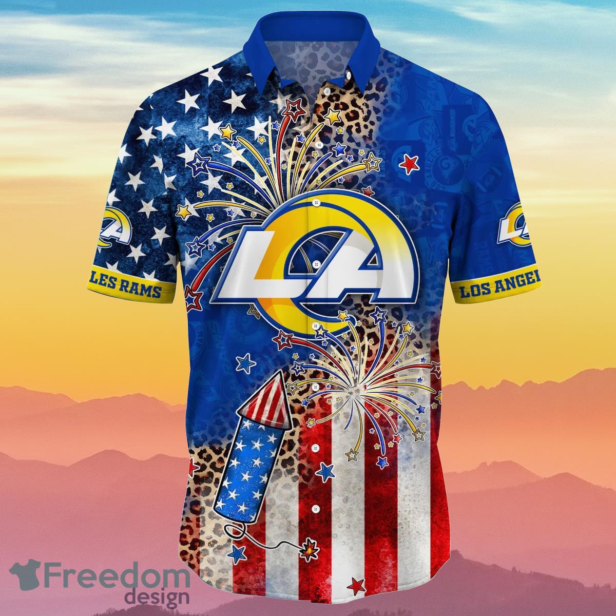 Los Angeles Rams NFL Hawaiian Shirt 4th Of July Independence Day Ideal Gift For Men And Women Fans Product Photo 2