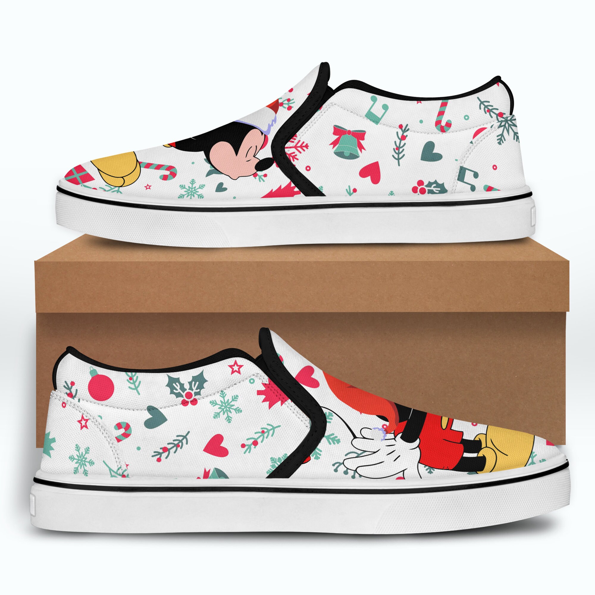 Lovely Mickey And Minnie Couple Xmas Slip On Shoes Merry Christmas Disney  Couple Shoes Cute Disney Mickey Minnie Gifts For Christmas Shoes -  Freedomdesign