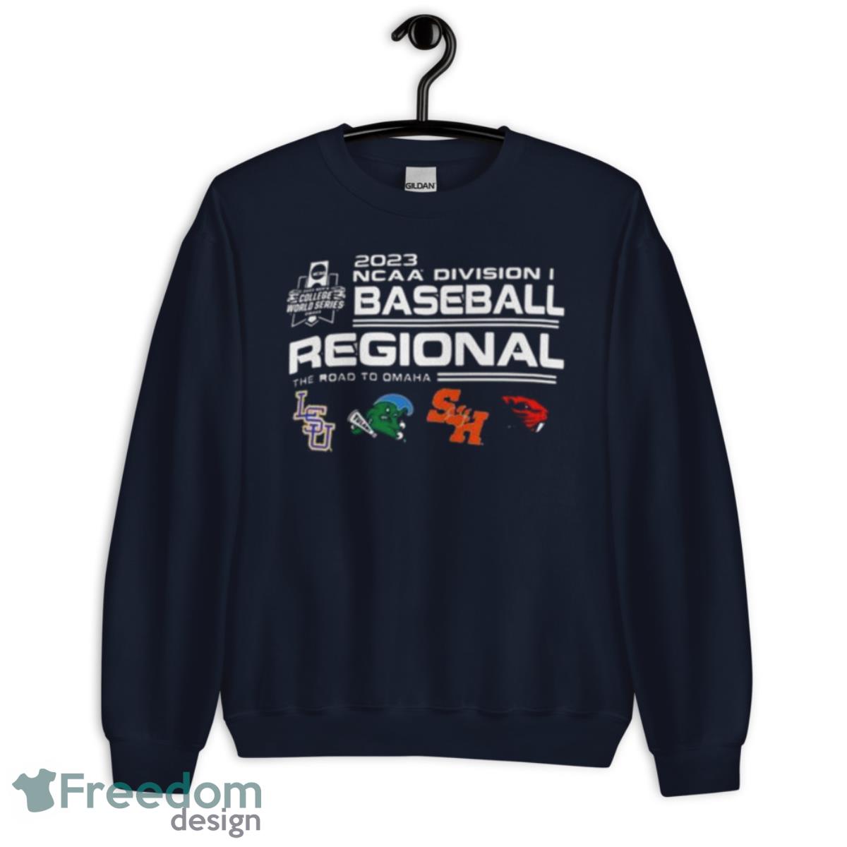 LSU 2023 NCAA Division I Baseball Regional The Road To Omaha Shirt - Unisex Crewneck Sweatshirt-1