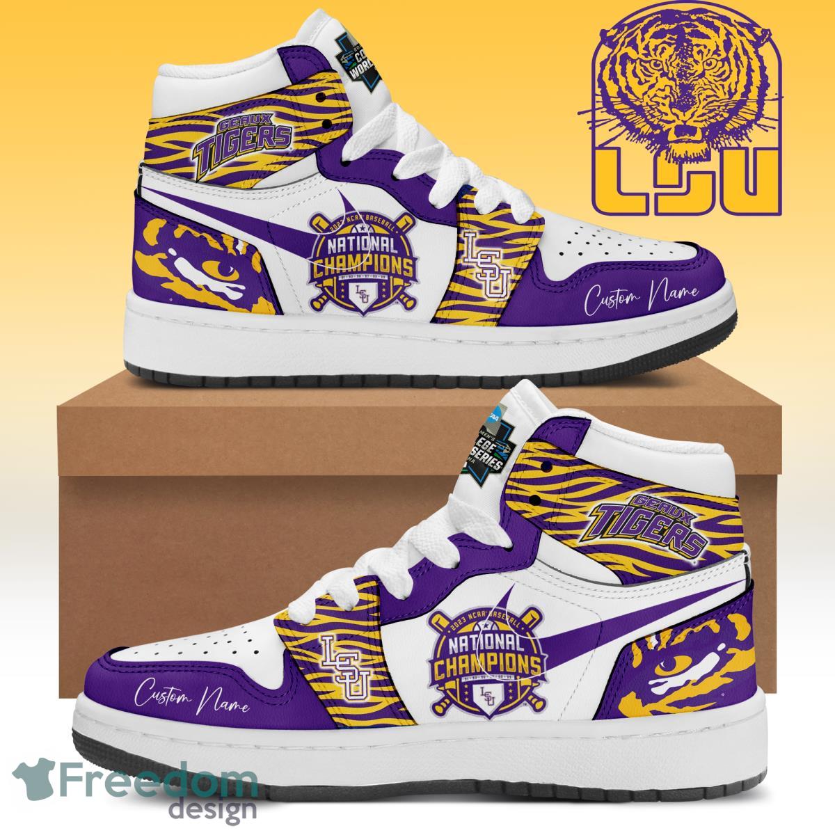 LSU Tigers 2023 NCAA Baseball Champions Air Jordan Shoes Product Photo 1