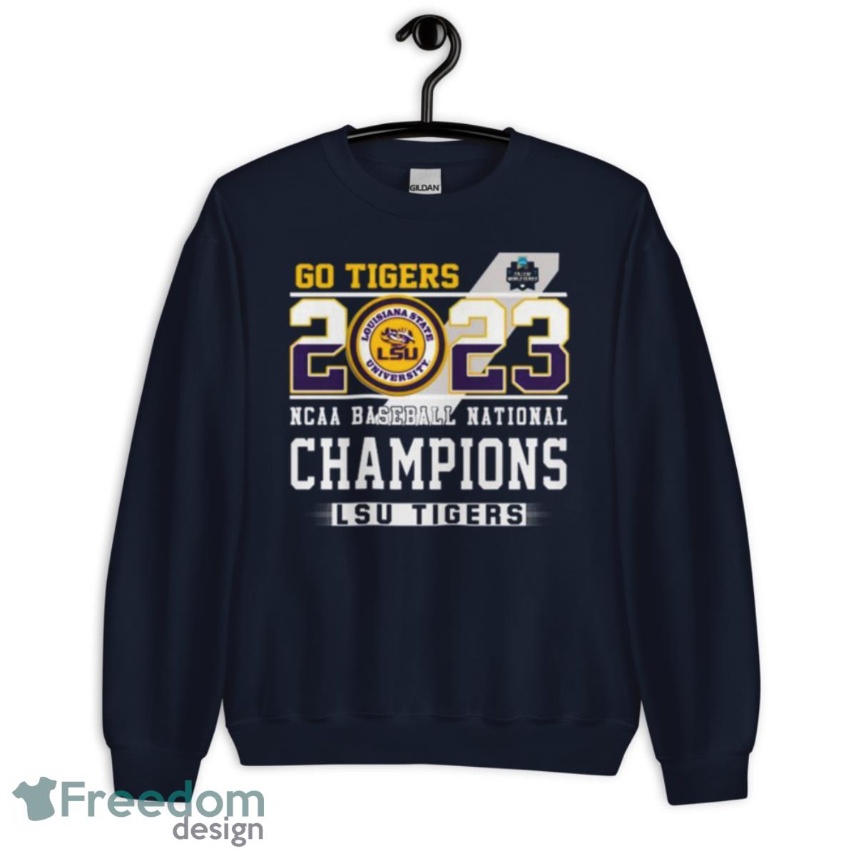 LSU Tigers 2023 NCAA College World Series National Champions Go Tigers Shirt - Unisex Crewneck Sweatshirt-1