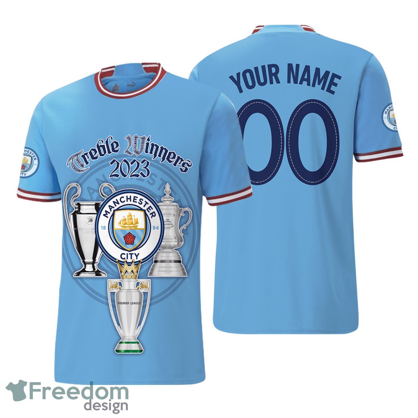 Manchester City The Treble Champions League 2023 Blue Moon Print 3D Shirt For Fans Product Photo 1