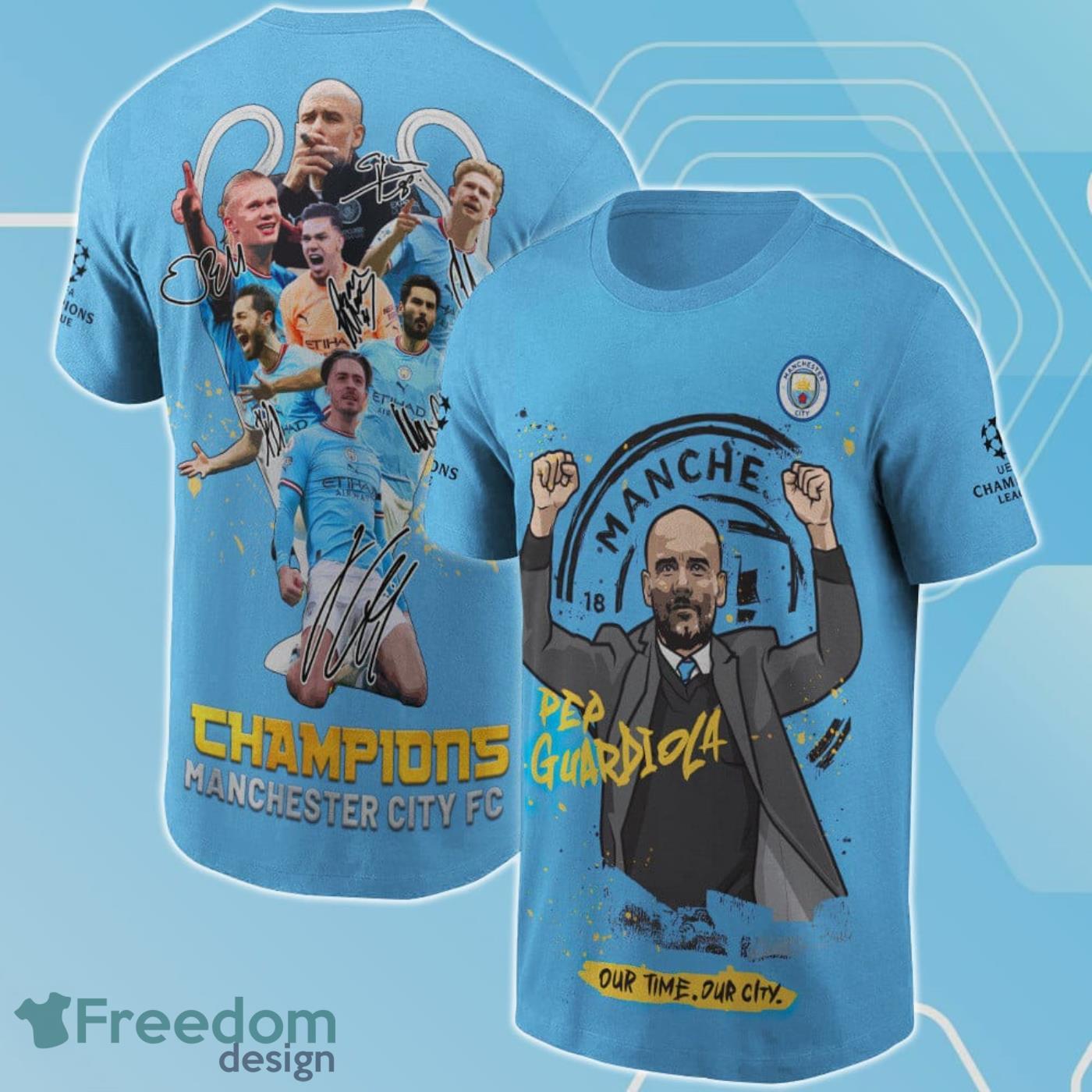 Manchester City The Treble Champions League 2023 Print 3D T-Shirt For True Fans Product Photo 1