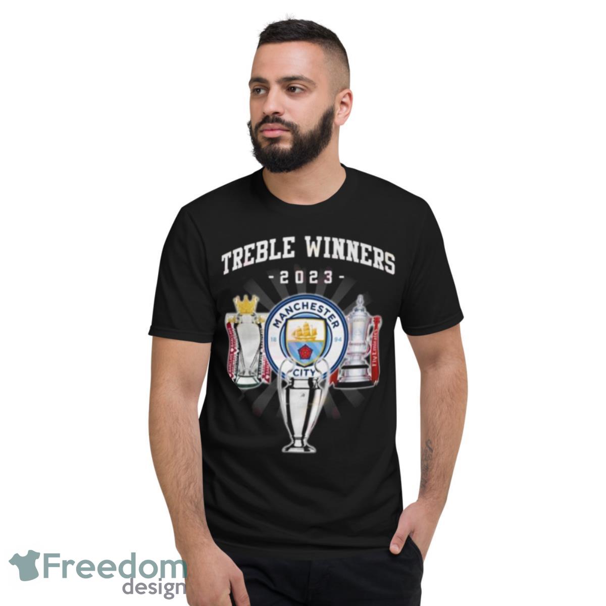 Manchester City Treble Winners 2023 Trophy T Shirt - Short Sleeve T-Shirt