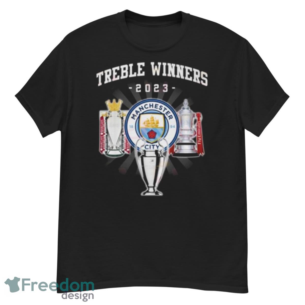 Manchester City Treble Winners 2023 Trophy T Shirt - G500 Men’s Classic T-Shirt