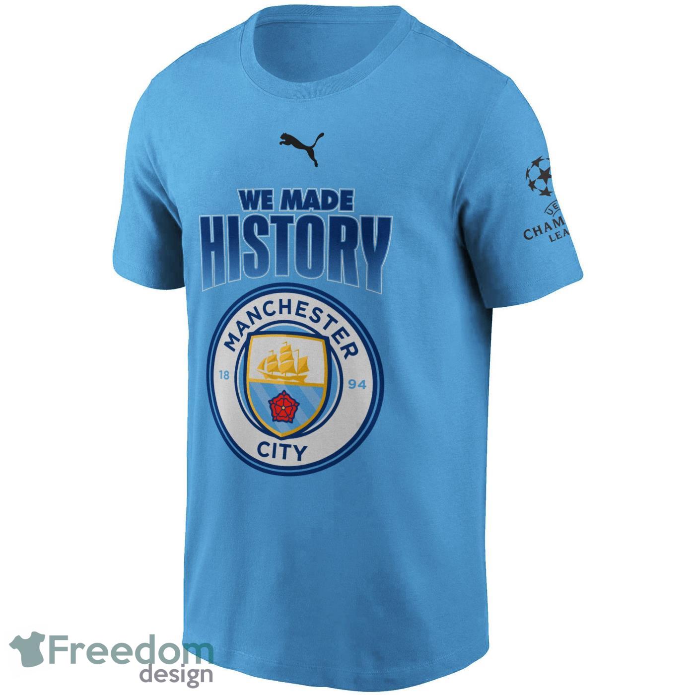 Manchester City We Made History Custom Name & Number Shirt Product Photo 1