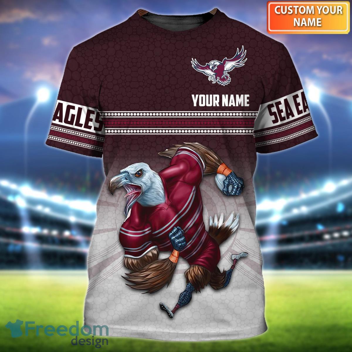 Manly Warringah Sea Eagles NRL Personalized Name 3D Tshirt Product Photo 1