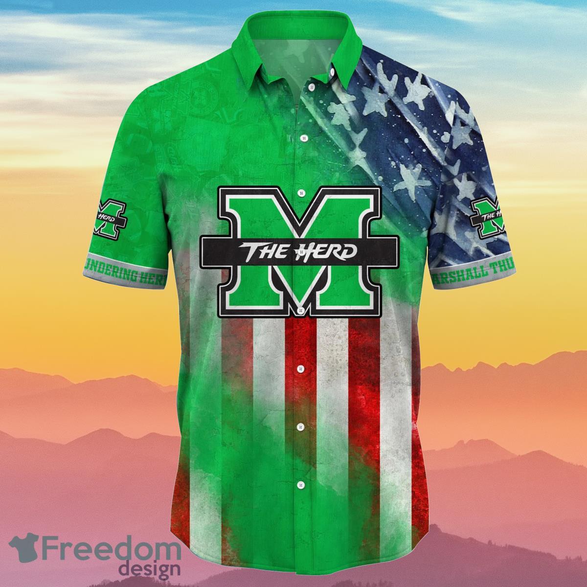 Marshall Thundering Herd NCAA3 Hawaiian Shirt 4th Of July Independence Day Best Gift For Men And Women Fans Product Photo 2