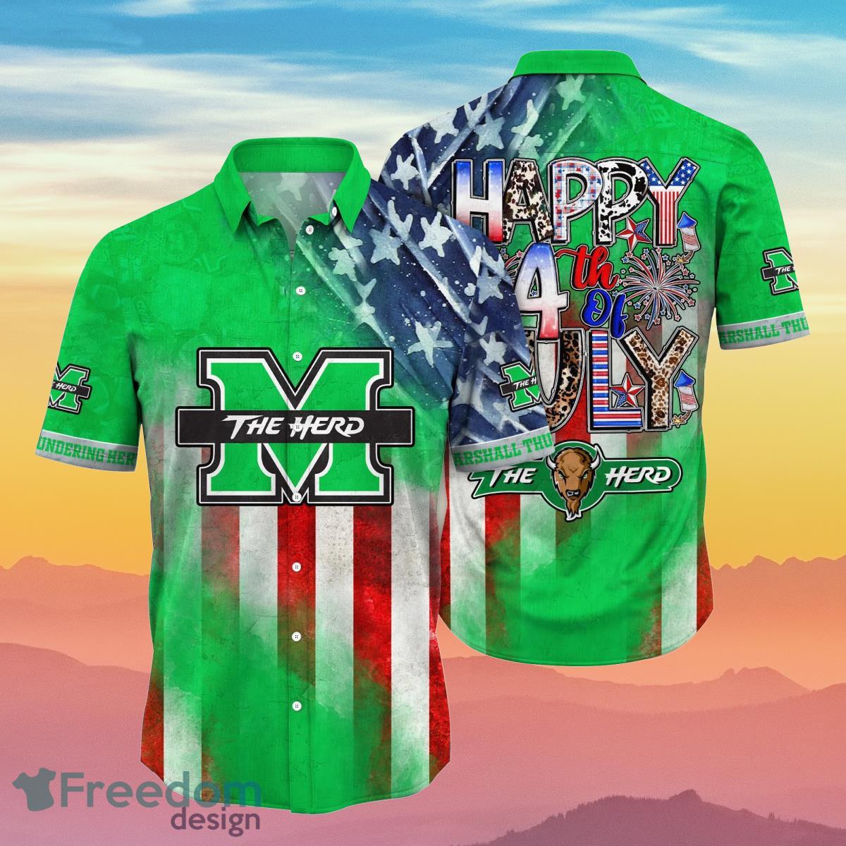 Marshall Thundering Herd NCAA3 Hawaiian Shirt 4th Of July Independence Day Best Gift For Men And Women Fans Product Photo 1