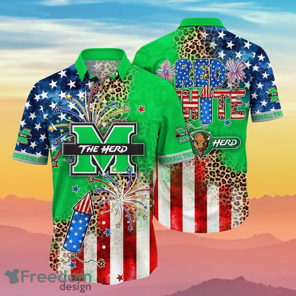 Marshall Thundering Herd NCAA3 Hawaiian Shirt 4th Of July Independence Day Ideal Gift For Men And Women Fans Product Photo 1