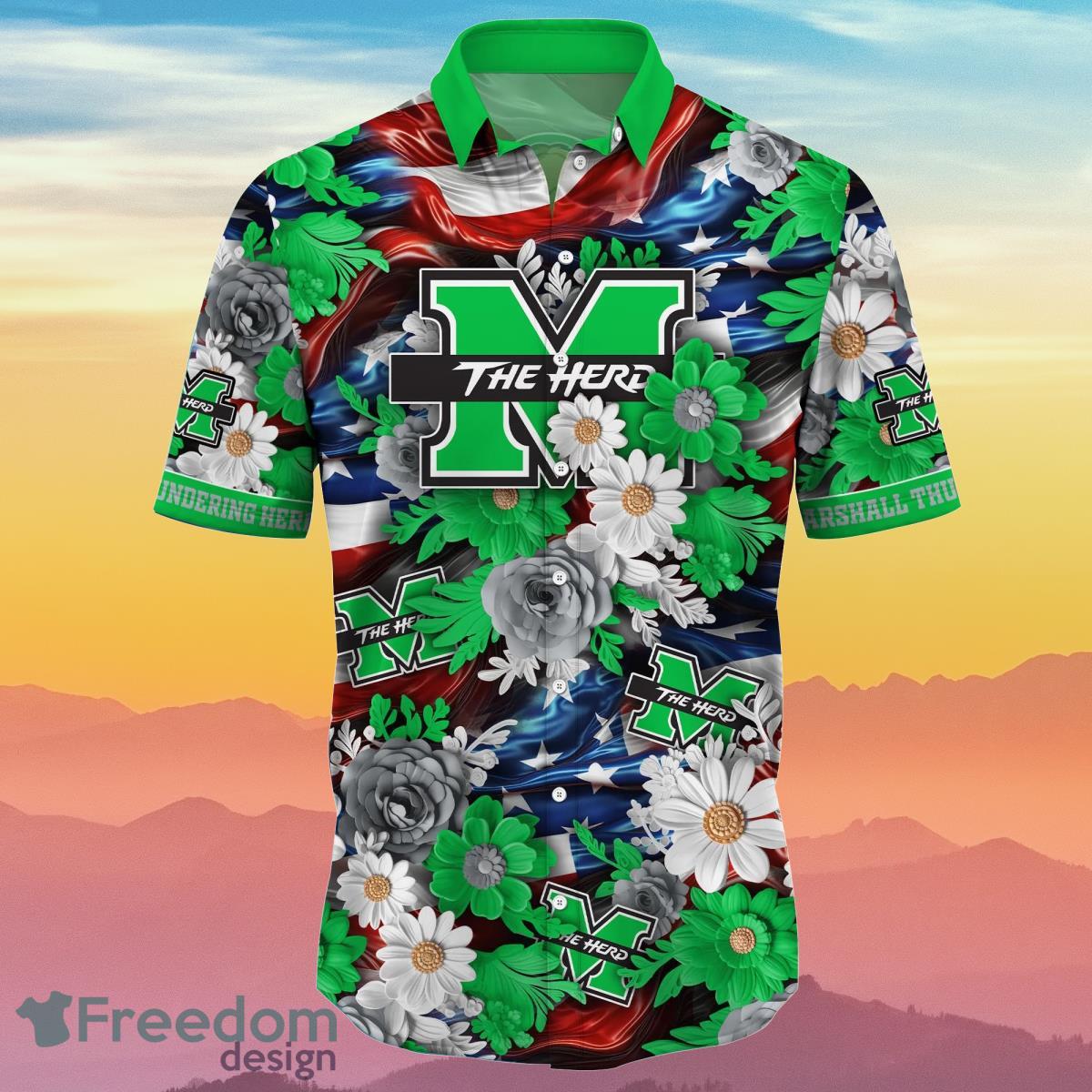 Marshall Thundering Herd NCAA3 Hawaiian Shirt 4th Of July Independence Day Special Gift For Men And Women Fans Product Photo 2