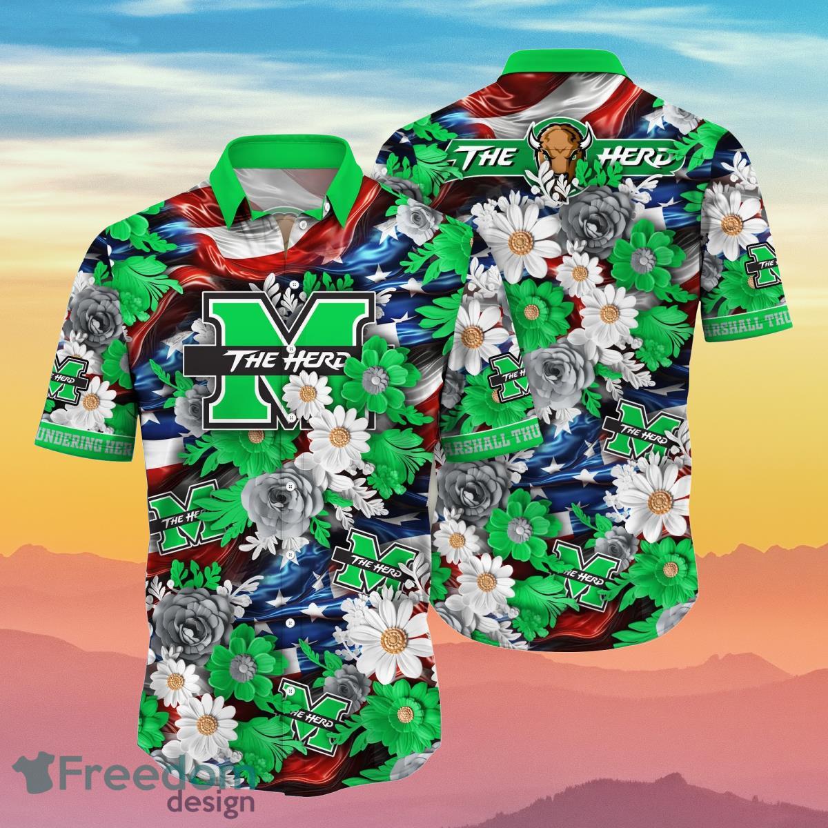 Marshall Thundering Herd NCAA3 Hawaiian Shirt 4th Of July Independence Day Special Gift For Men And Women Fans Product Photo 1