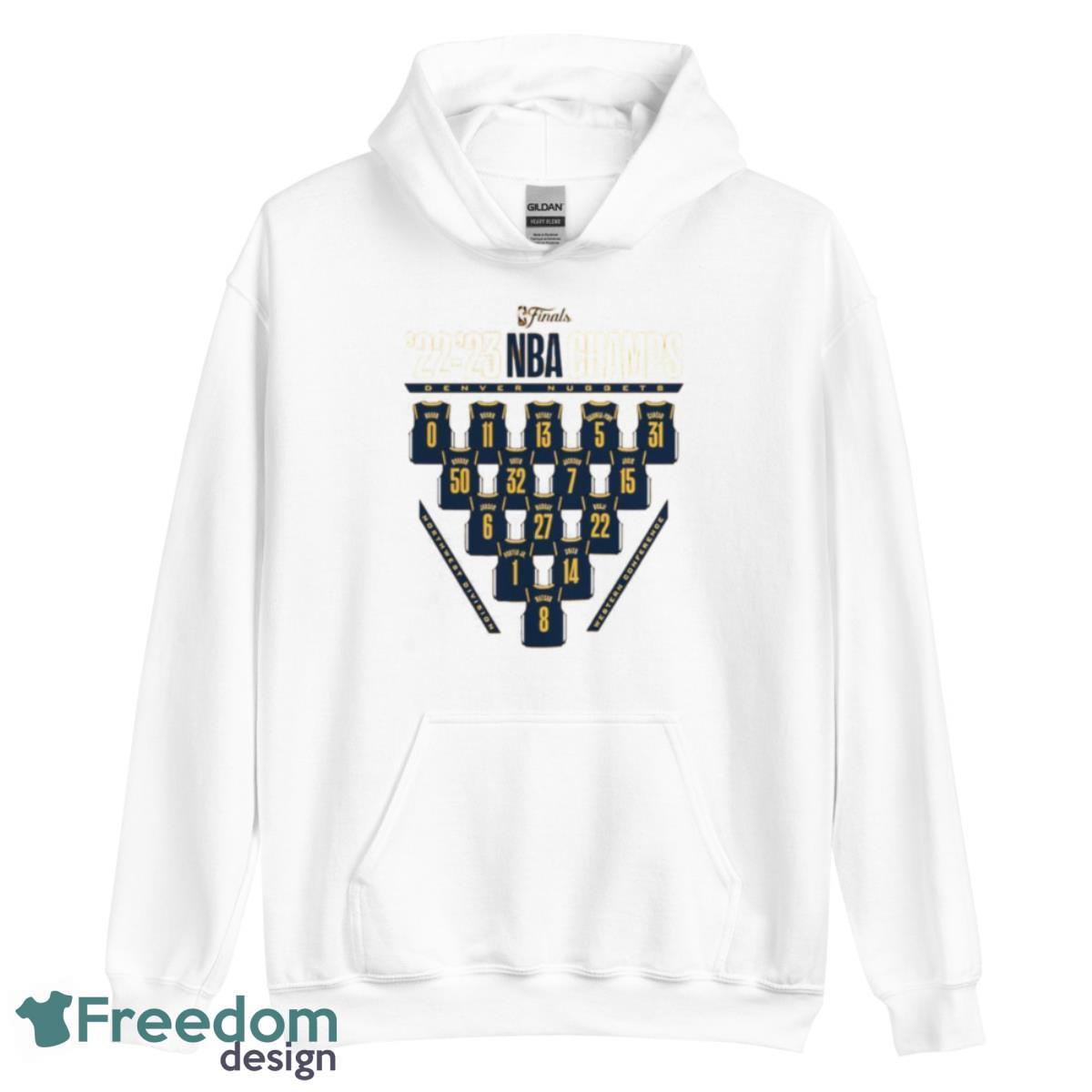 Men’s Gold Denver Nuggets 2023 NBA Finals Champions Close Out Jersey Roster T Shirt image Men’s Gold Denver Nuggets 2023 NBA Finals Champions Close Out Jersey Roster T Shirt - Unisex Heavy Blend Hooded Sweatshirt