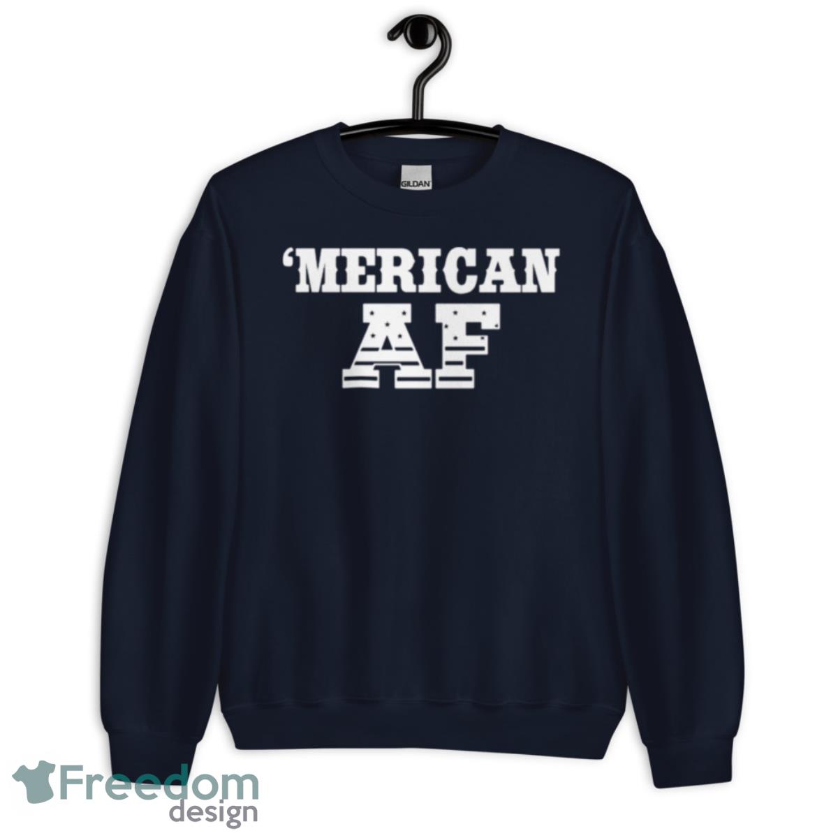 Merican Af Flag Lettering Shirt - Unisex Crewneck Sweatshirt-1