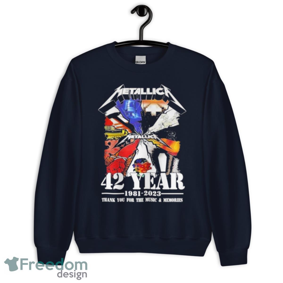 Metallica 42 Year 1981 2023 Thank You For The Music And Memories Shirt - Unisex Crewneck Sweatshirt-1