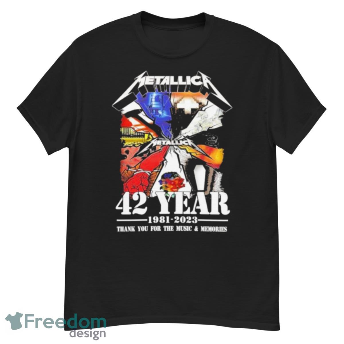 Metallica 42 Year 1981 2023 Thank You For The Music And Memories Shirt - G500 Men’s Classic T-Shirt