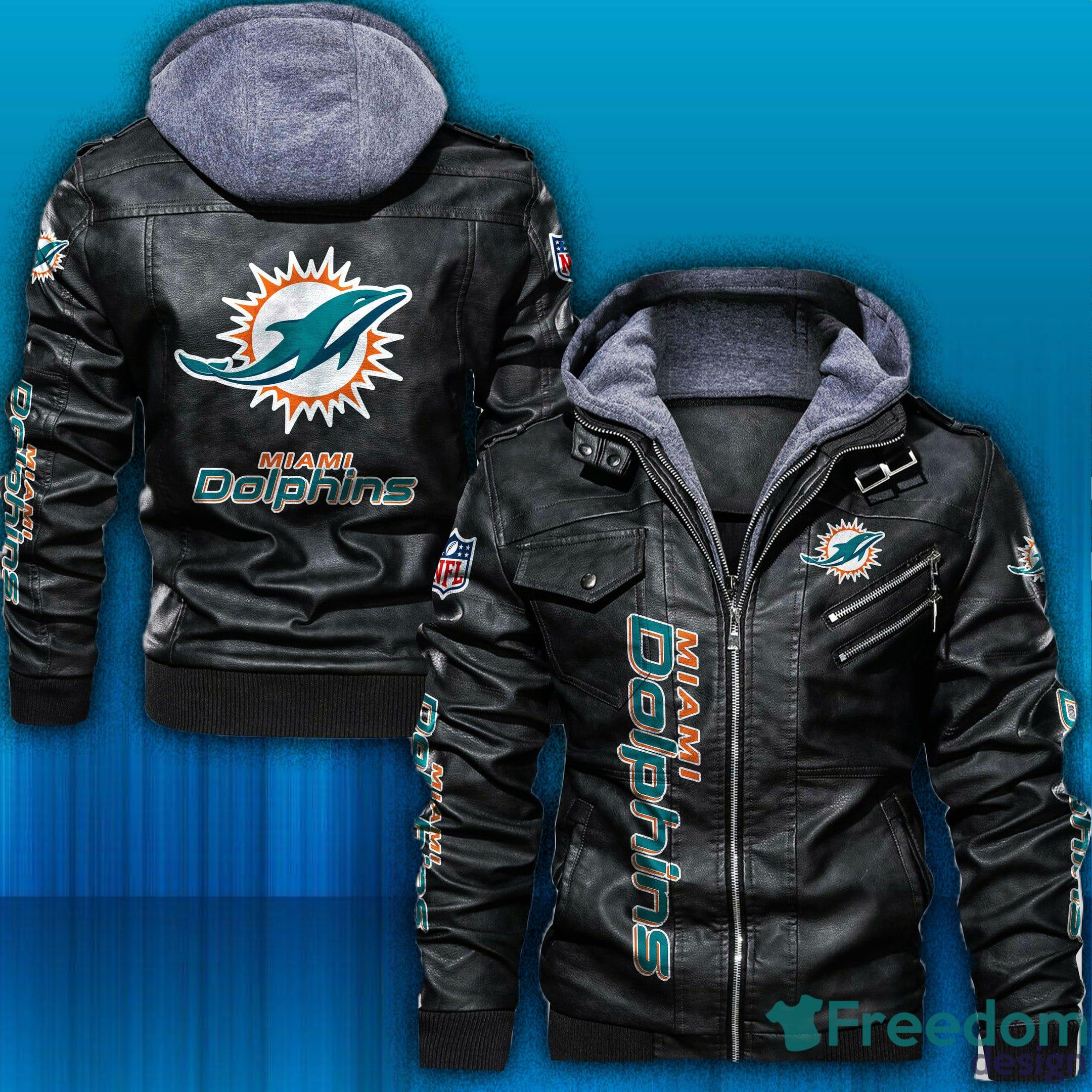 Miami Dolphins NFL Logo Vintage Leather Jacket For Men And Women