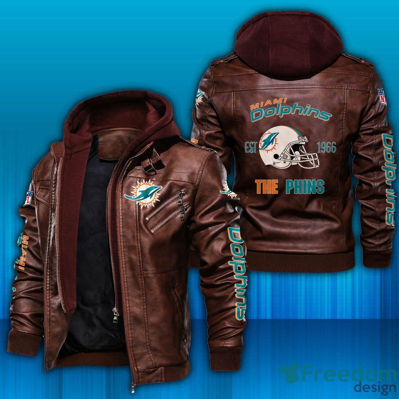 Miami Dolphins Leather Jacket For Sport Fans