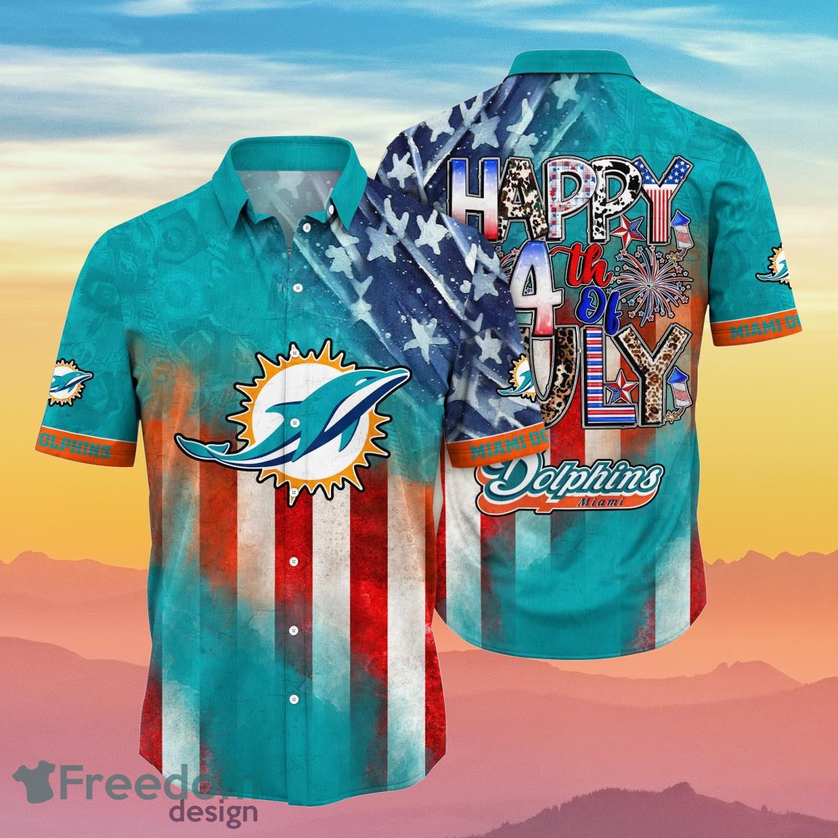 Miami Dolphins NFL Hawaiian Shirt 4th Of July Independence Day Best Gift For Men And Women Fans Product Photo 1