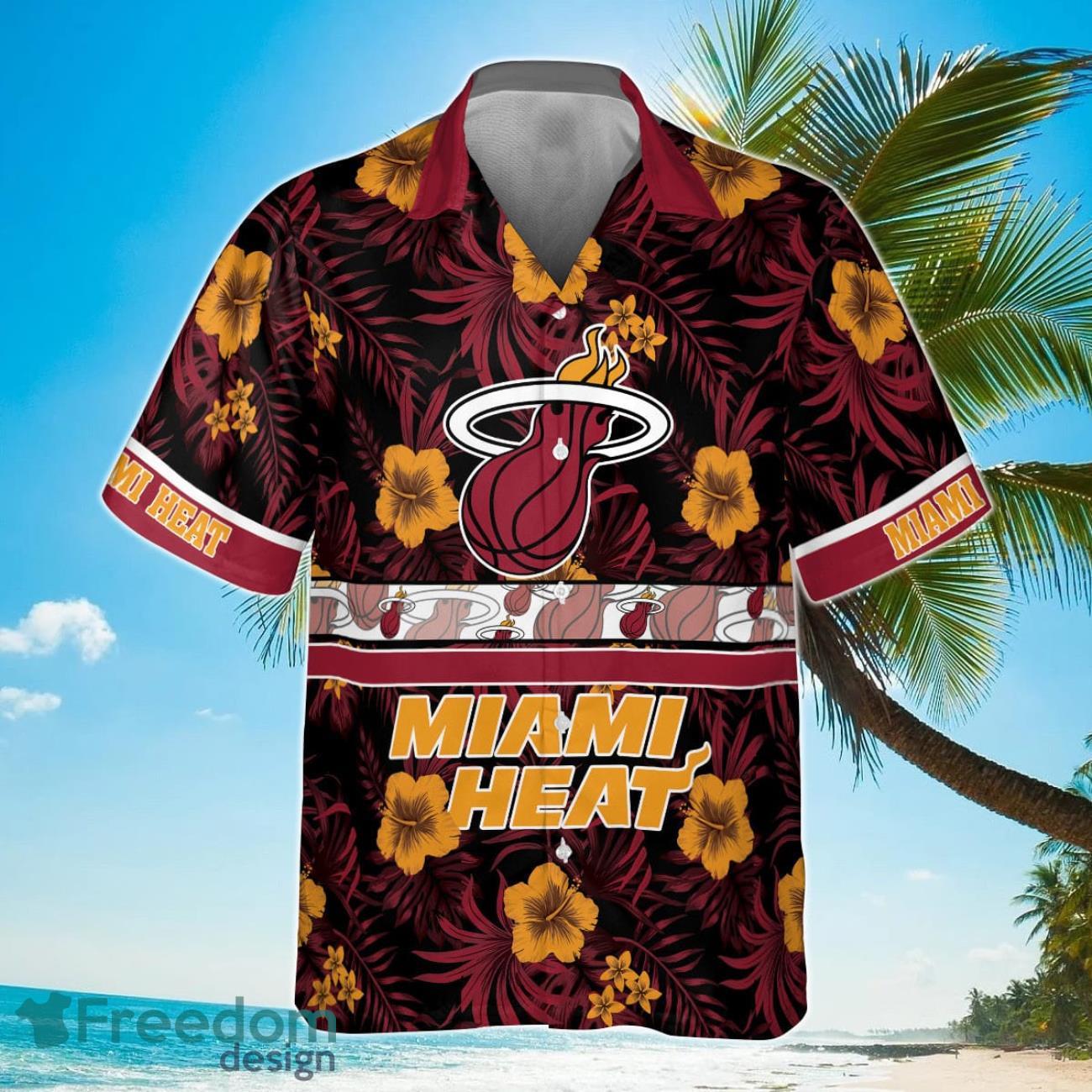 Miami Heat National Basketball Association 2023 Hibiscus Logo Hawaiian Shirt Product Photo 2