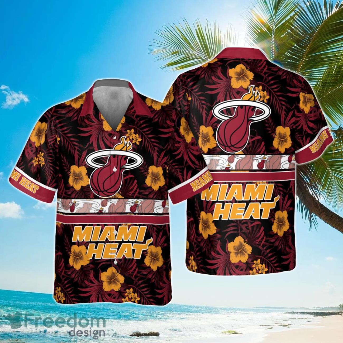 Miami Heat National Basketball Association 2023 Hibiscus Logo Hawaiian Shirt Product Photo 1