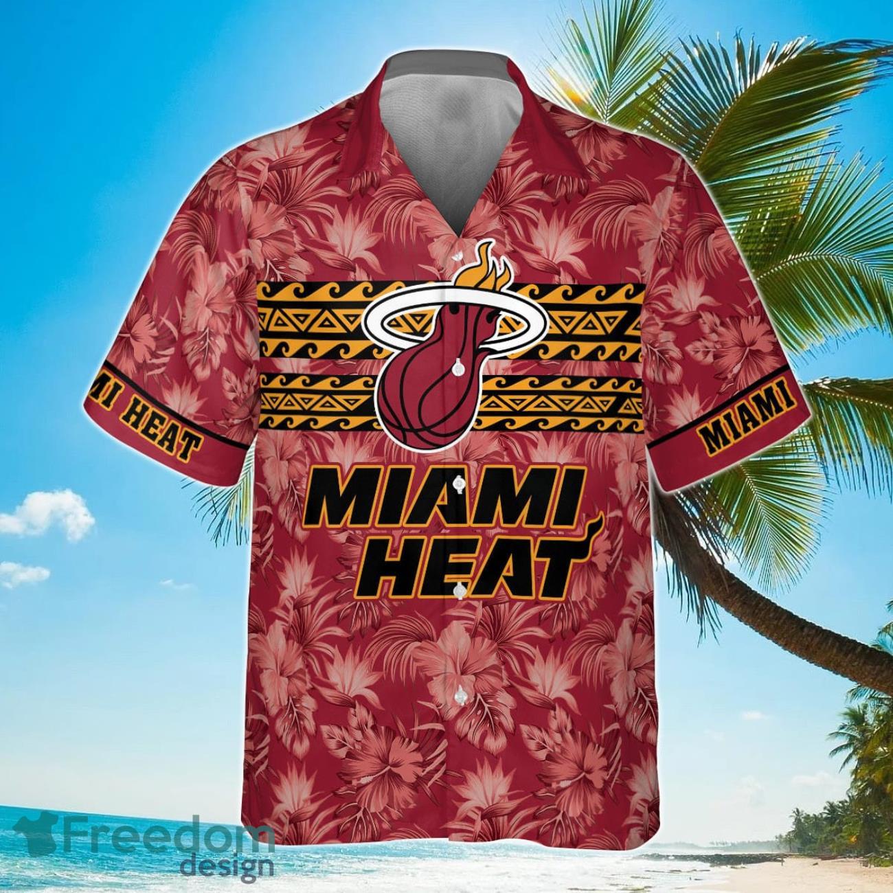 Miami Heat National Basketball Association 2023 Hibiscus Pattern Hawaiian Shirt Product Photo 2