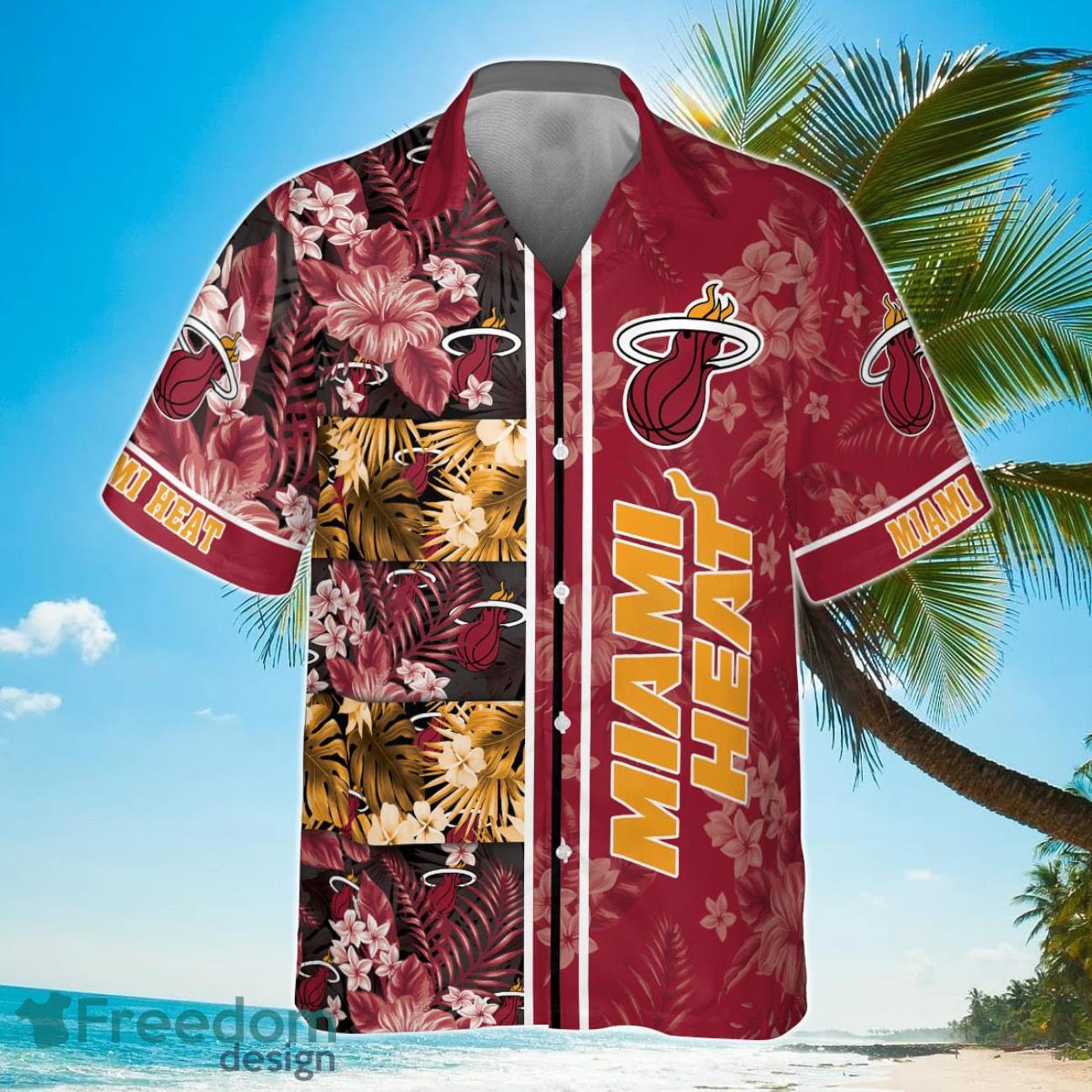 Miami Heat National National Basketball Association 2023 Hibiscus Pattern Hawaiian Shirt Product Photo 2