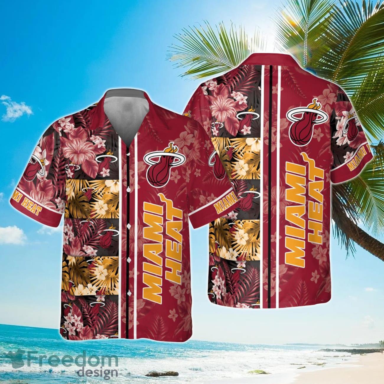 Miami Heat National National Basketball Association 2023 Hibiscus Pattern Hawaiian Shirt Product Photo 1