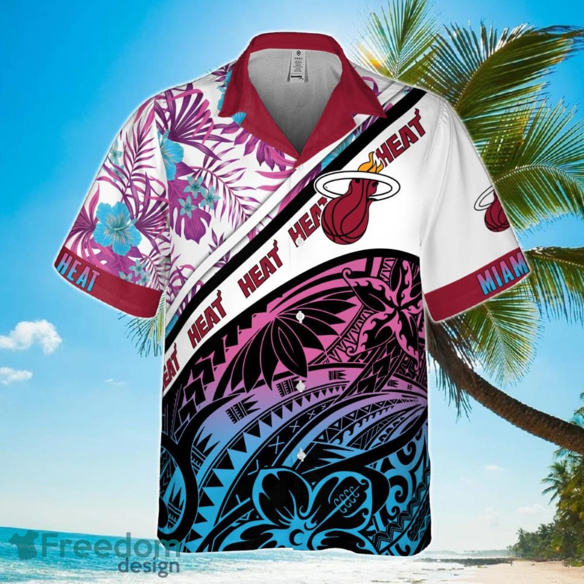 Miami Heat National National Basketball Association 2023 Polynesian Pattern  Hawaiian Shirt - Freedomdesign