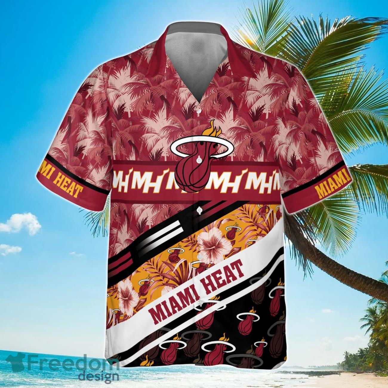 Miami Heat Tree Hawaii Pattern Cute Print Hawaiian Shirt Product Photo 2