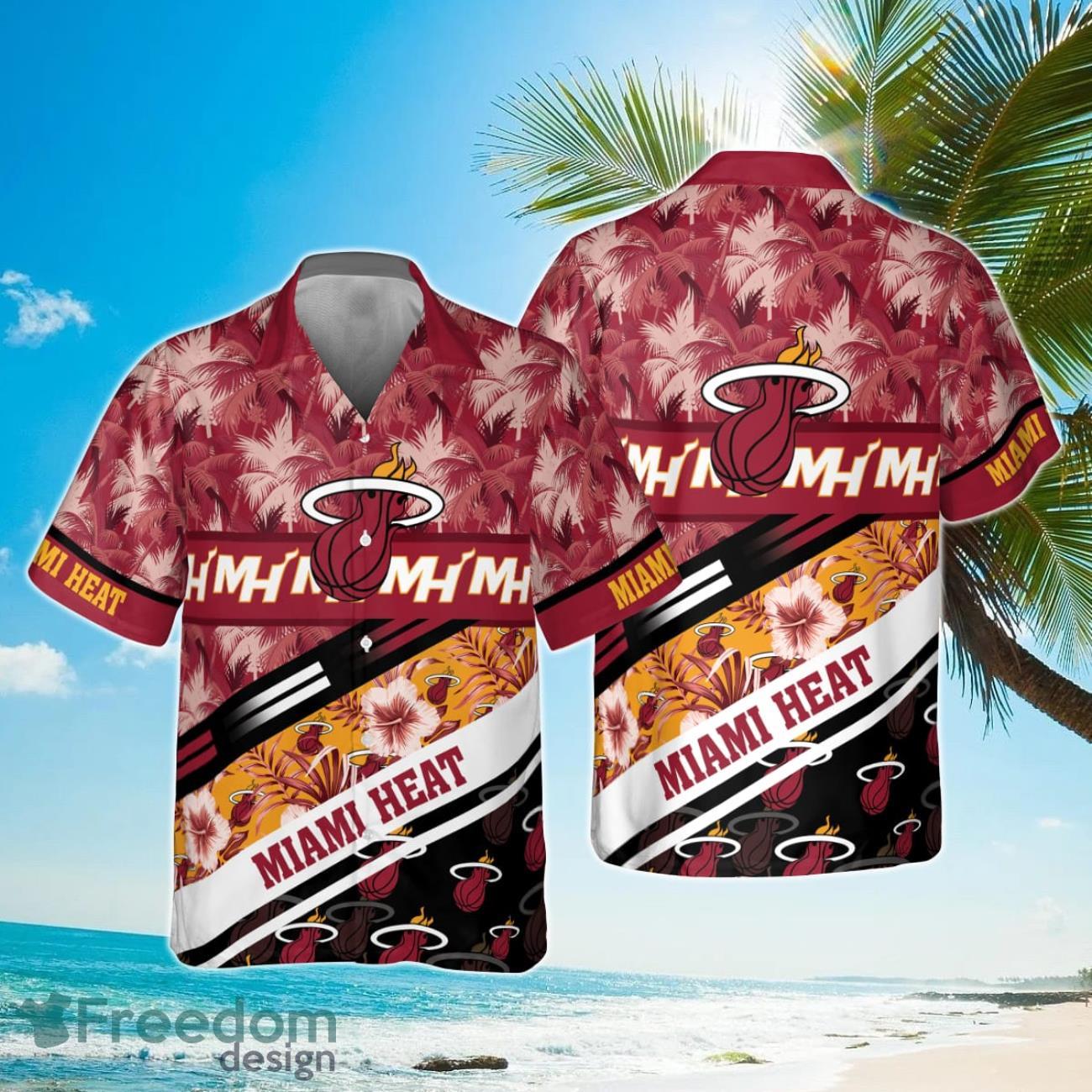 Miami Heat Tree Hawaii Pattern Cute Print Hawaiian Shirt Product Photo 1