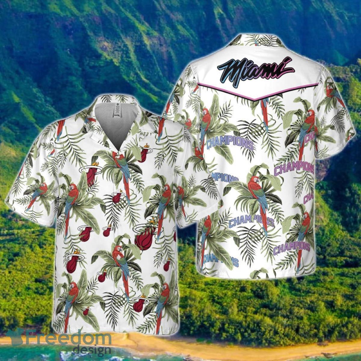 Miami Heat Tropical And Basketball Champions Pattern Print Hawaiian Shirt Product Photo 1