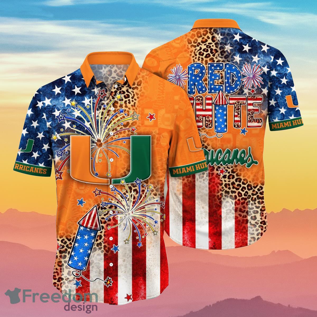 Miami Hurricanes NCAA1 Hawaiian Shirt 4th Of July Independence Day Ideal Gift For Men And Women Fans Product Photo 1