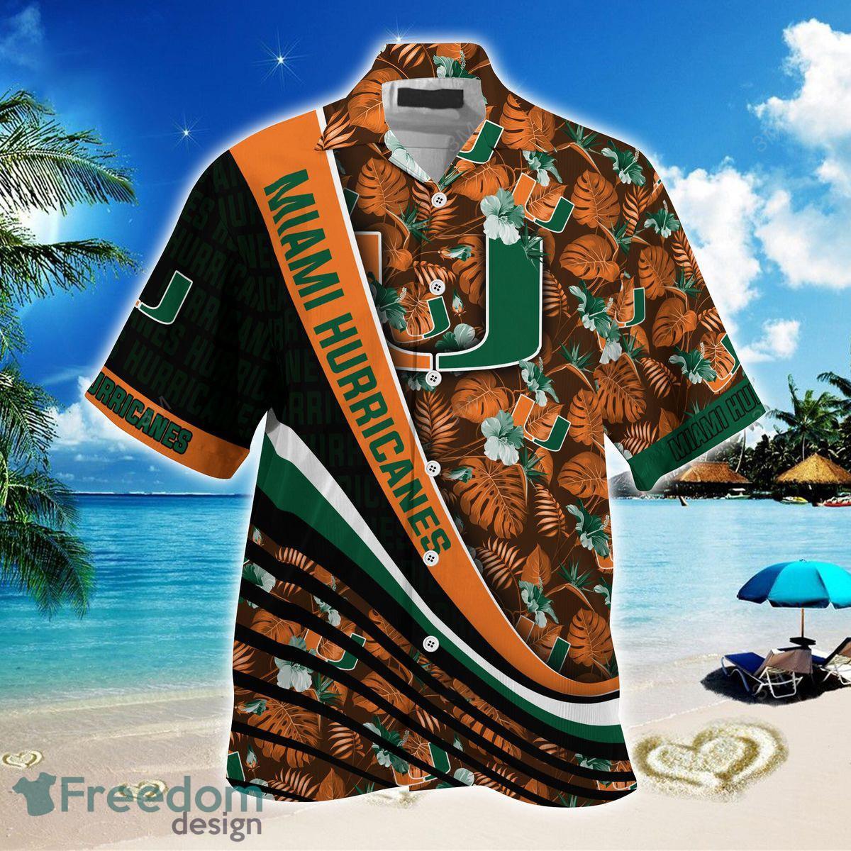 Miami Hurricanes Summer With Tropical Flower Pattern For Fans 3D Hawaiian Shirt Product Photo 2