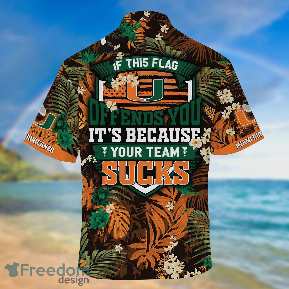 Miami Hurricanes Summer With Tropical Patterns Gift For Fans 3D Hawaiian Shirt Product Photo 2